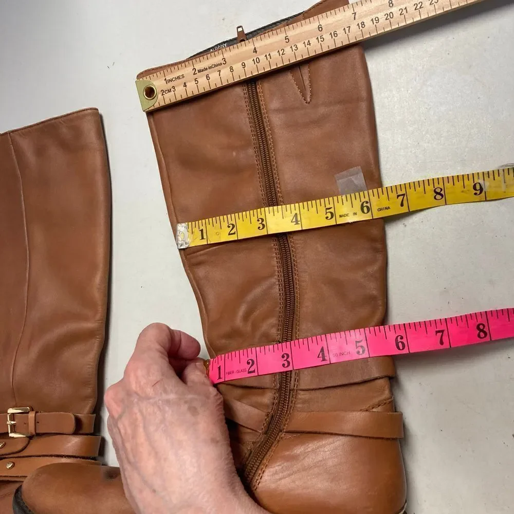 STEVE MADDEN‎ Albany Tall Cognac Brown Leather Equestrian Riding Boot Size 8